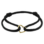 Armband Open Hartje geelgoud-satijn goudkleurig-zwart 13-26 cm
