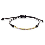 Armband geelgoud-satijn-kleurstenen goudkleurig-zwart-meerkleurig 16-18 cm