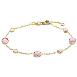 Armband Rondjes geelgoud-robijn-opaal goudkleurig-roze 17-19 cm