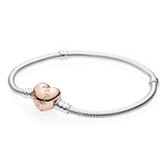 Pandora Moments 580719 Armband Heart zilver rosekleurig 19 cm