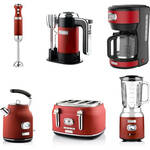 Westinghouse Retro Waterkoker + Broodrooster 2 Sleuven + Staafmixer - Rood