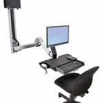 Ergotron StyleView Sit-Stand Combo Monitor-wandbeugel 1-voudig 25,4 cm (10) - 61,0 cm (24) Aluminium (gepolijst) In hoogte verstelbaar, Toetsenbordhouder,