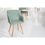 Design stoel NORDIC STAR mosterdgeel structuurstof houten poten - 43424
