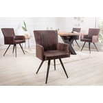 Design stoel ASTON vintage bruin met decoratieve quilting retro stijl - 41402