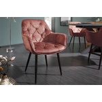 Design stoel CASTLE beige zwart structuurstof armleuningen houten poten - 43216