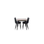 Tempe eethoek tafel zwart en 2 Sanjos stoelen naturel.