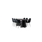 Copenhagen eethoek tafel zwart en 4 Crosett stoelen zwart.
