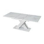 Meubella Eetkamertafel Matrix - Wit hoogglans - Betonlook - 160 cm - Uitschuifbaar