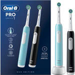 Oral-B iO 3-pack, 2 stuks, zwarte en blauwe elektrische tandenborstels, 2 opzetborstels, 1 reisetui