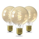 Calex Spiraal LED Lamp - 3 stuks - E27 - G125 - Goud - 3.8W - Dimbaar