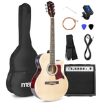 MAX ShowKit elektrisch akoestische gitaarset met gitaarstandaard -