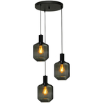 Masterlight 3-lichts vide hanglamp - zwart - Porto met Nicolette green glazen 2712-05-05-35-3-14