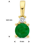 Hanger geelgoud-smaragd-diamant 0.02 ct geelgoud-groen-wit 10,5 x 4 mm