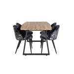 Jimmy150 eethoek eetkamertafel uitschuifbare tafel lengte cm 150 / 240 wit en 4 Velvet eetkamerstal zwart.