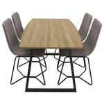 IncaNABL eethoek eetkamertafel uitschuifbare tafel lengte cm 160 / 200 el hout decor en 4 Polar Diamond eetkamerstal
