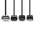Nedis CCGP60620BK10 3-in-1 Sync And Charge-kabel Usb-a Male - Micro B Male / Type-c Male / Apple Lightning 8-pins Male 1,0 M Zwart