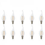LED Lamp 10 Pack - Kaarslamp - Filament Flame - E14 Fitting - 4W - Warm Wit 2700K