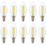LED Lamp 10 Pack - Kaarslamp - Filament Flame - E14 Fitting - 4W - Natuurlijk Wit 4200K