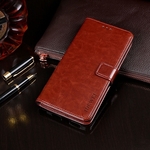 Voor LG G8 ThinQ idewei Crazy Horse Texture Horizontal Flip Leather Case met Holder & Card Slots & Wallet(Brown)