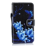 Blauwe vlinder bloem patroon horizontale Flip lederen case voor LG V40 ThinQ met houder & kaartsleuven & portemonnee