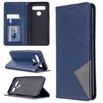 Voor LG K61 Rhombus Texture Horizontale Flip Magnetic Leather Case met Holder & Card Slots & Wallet(Blauw)