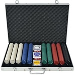6x 48-delige Pokerchips - Pokerset Pokeren, Casino Plastic Rood, Blauw, Zwart, Wit, Geel, Groen 20.5x6.5x5cm