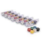 5x 48-delige Pokerchips - Pokerset Pokeren, Casino Plastic Rood, Blauw, Zwart, Wit, Geel, Groen 20.5x6.5x5cm