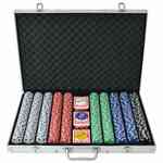 Pokerset 300 Poker Chips Set Laserchips Inclusief Aluminium Koffer Complete Set (Zilver / Zwart)
