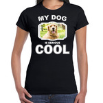 Honden liefhebber shirt Golden retriever my dog is serious cool zwart voor kinderen