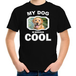 Honden liefhebber shirt Golden retriever my dog is serious cool zwart voor kinderen