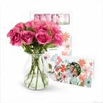 Brievenbusbloemen met persoonlijke kaart - Roze rozen