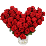 Groot hart met rode rozen