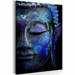 Schilderij - Blauwe Boeddha, print op echt Italiaans canvas, in 2 maten, wanddecoratie, verticaal schilderij