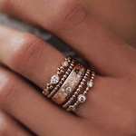 3 STKS/set sneeuw vorm edelsteen sieraden set voor vrouwen ring maat: 7 (wit)