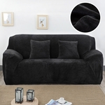 Pluche stof sofa cover dikke zachte bank elastische sofa covers niet omvatten kussensloop specificatie: 4 Seat 230-300cm (zwart)