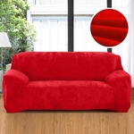 Pluche stof sofa cover dikke zachte bank elastische sofa covers niet omvatten kussensloop specificatie: 4 Seat 230-300cm (rood)