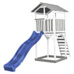 AXI Beach Tower Speeltoestel van hout in Grijs & Wit Speeltoren met zandbak en blauwe glijbaan
