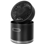 Ventilator met Water op Batterijen - Aigi Grifty - Mistventilator - Mini Tafelventilator - USB Oplaadbaar - Rond - Zwart