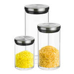 Set van 6x keuken voorraadbussen/potten glas 0.50/1.0/2.0 Liter inhoud - Voorraadpot