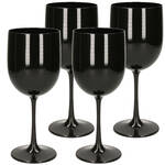 6x stuks onbreekbaar wijnglas zwart kunststof 48 cl/480 ml - Wijnglazen