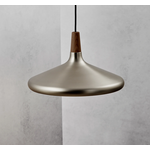 Hanglamp woonkamer zilver hout 'Nori 39' E27 fitting walnoothout 390mm DFTP