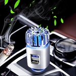 2 in 1 Auto Negatief-ion Aromatherapie Luchtreiniger Bevochtiger + Dual USB Port Car Charger (Zilver)