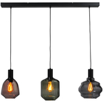 Masterlight 5-lichts vide hanglamp - zwart - Porto met Nicolette clear glazen 2712-05-05-50-5-12