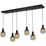 Masterlight 6-lichts hanglamp - zwart - Porto met Ball smoke glazen 2711-05-05-130-25-63