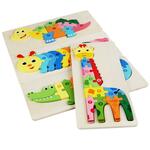 4 PCS / Sets Kinderen Educatieve Houten Dinosaur Animal 3D Puzzel speelgoed
