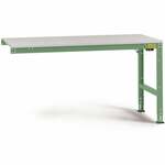 Manuflex LU6113.6011 ESD ESD-werktafel universele standaard aanschuiftafel met rubber schijf, bxdxh = 2000 x 800 x 760-870 mm Reseda groen (RAL 9010)