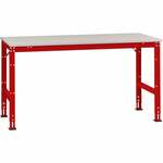 Manuflex LU6136.6011 ESD ESD-werktafel universele standaard aanschuiftafel met kunststof plaat, bxdxh = 2000 x 1200 x 766-876 mm Reseda groen (RAL 9010)