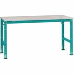 Manuflex LU6136.6011 ESD ESD-werktafel universele standaard aanschuiftafel met kunststof plaat, bxdxh = 2000 x 1200 x 766-876 mm Reseda groen (RAL 9010)