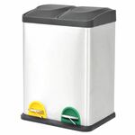 Pedaalemmer voor recycling 2x18 L roestvrij staal