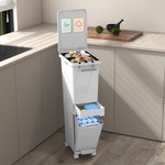 Multifunctionele Prullenbak Keukenprullenbak met Kantelbare Onderbak Centrale Lade 2 Bovenvakken Pedaalemmer voor Keuken Woonkamer
